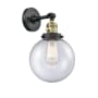 Innovations Lighting Beacon 14" Tall Bathroom Sconce Black Antique Brass / Seedy