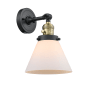 Innovations Lighting Large Cone Single Light 10" Tall Bathroom Sconce with Multiple Shade Options Black Antique Brass / Matte White