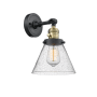 Innovations Lighting Large Cone Single Light 10" Tall Bathroom Sconce with Multiple Shade Options Black Antique Brass / Seedy