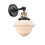 Innovations Lighting Small Oxford Single Light 12" Tall Bathroom Sconce with Multiple Shade Options Black Antique Brass / Matte White
