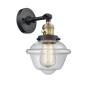 Innovations Lighting Small Oxford Single Light 12" Tall Bathroom Sconce with Multiple Shade Options Black Antique Brass / Clear