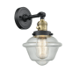 Innovations Lighting Small Oxford Single Light 12" Tall Bathroom Sconce with Multiple Shade Options Black Antique Brass / Seedy