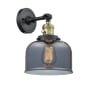 Innovations Lighting Large Bell Single Light 12" Tall Bathroom Sconce with Multiple Shade Options Black Antique Brass / Plated Smoked