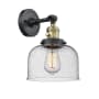 Innovations Lighting Large Bell Single Light 12" Tall Bathroom Sconce with Multiple Shade Options Black Antique Brass / Seedy