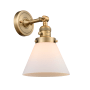 Innovations Lighting Large Cone Single Light 10" Tall Bathroom Sconce with Multiple Shade Options Brushed Brass / Matte White