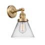 Innovations Lighting Large Cone Single Light 10" Tall Bathroom Sconce with Multiple Shade Options Brushed Brass / Clear