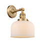 Innovations Lighting Large Bell Single Light 12" Tall Bathroom Sconce with Multiple Shade Options Brushed Brass / Matte White