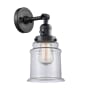 Innovations Lighting Canton Single Light 11" Tall Bathroom Sconce - 3 Way Switch on Socket Matte Black / Clear