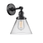 Innovations Lighting Large Cone Single Light 10" Tall Bathroom Sconce with Multiple Shade Options Matte Black / Clear