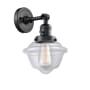 Innovations Lighting Small Oxford Single Light 12" Tall Bathroom Sconce with Multiple Shade Options Matte Black / Clear