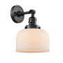 Innovations Lighting Large Bell Single Light 12" Tall Bathroom Sconce with Multiple Shade Options Matte Black / Matte White