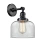 Innovations Lighting Large Bell Single Light 12" Tall Bathroom Sconce with Multiple Shade Options Matte Black / Clear