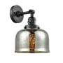 Innovations Lighting Large Bell Single Light 12" Tall Bathroom Sconce with Multiple Shade Options Matte Black / Silver Plated Mercury