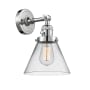 Innovations Lighting Large Cone Single Light 10" Tall Bathroom Sconce with Multiple Shade Options Polished Chrome / Clear