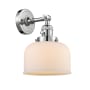 Innovations Lighting Large Bell Single Light 12" Tall Bathroom Sconce with Multiple Shade Options Polished Chrome / Matte White