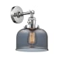 Innovations Lighting Large Bell Single Light 12" Tall Bathroom Sconce with Multiple Shade Options Polished Chrome / Plated Smoked