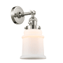 Innovations Lighting Canton Single Light 11" Tall Bathroom Sconce - 3 Way Switch on Socket Polished Nickel / Matte White