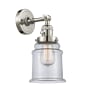 Innovations Lighting Canton Single Light 11" Tall Bathroom Sconce - 3 Way Switch on Socket Polished Nickel / Clear