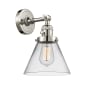 Innovations Lighting Large Cone Single Light 10" Tall Bathroom Sconce with Multiple Shade Options Polished Nickel / Clear