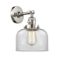 Innovations Lighting Large Bell Single Light 12" Tall Bathroom Sconce with Multiple Shade Options Polished Nickel / Clear