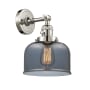 Innovations Lighting Large Bell Single Light 12" Tall Bathroom Sconce with Multiple Shade Options Polished Nickel / Plated Smoked