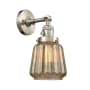 Innovations Lighting Chatham Single Light 12" Tall Bathroom Sconce with Multiple Shade Options Brushed Satin Nickel / Mercury