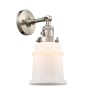 Innovations Lighting Canton Single Light 11" Tall Bathroom Sconce - 3 Way Switch on Socket Brushed Satin Nickel / Matte White