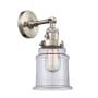 Innovations Lighting Canton Single Light 11" Tall Bathroom Sconce - 3 Way Switch on Socket Brushed Satin Nickel / Clear