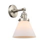 Innovations Lighting Large Cone Single Light 10" Tall Bathroom Sconce with Multiple Shade Options Brushed Satin Nickel / Matte White