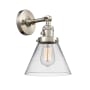 Innovations Lighting Large Cone Single Light 10" Tall Bathroom Sconce with Multiple Shade Options Brushed Satin Nickel / Clear