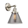 Innovations Lighting Large Cone Single Light 10" Tall Bathroom Sconce with Multiple Shade Options Brushed Satin Nickel / Smoked
