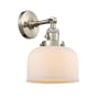 Innovations Lighting Large Bell Single Light 12" Tall Bathroom Sconce with Multiple Shade Options Brushed Satin Nickel / Matte White