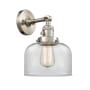 Innovations Lighting Large Bell Single Light 12" Tall Bathroom Sconce with Multiple Shade Options Brushed Satin Nickel / Clear