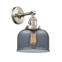 Innovations Lighting Large Bell Single Light 12" Tall Bathroom Sconce with Multiple Shade Options Brushed Satin Nickel / Plated Smoked