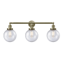 Innovations Lighting Beacon 3 Light 32" Wide Vanity Light Antique Brass / Seedy