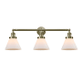 Innovations Lighting Cone 3 Light 32" Wide Commercial Vanity Light Antique Brass / Matte White