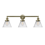 Innovations Lighting Cone 3 Light 32" Wide Commercial Vanity Light Antique Brass / Clear