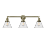 Innovations Lighting Cone 3 Light 32" Wide Commercial Vanity Light Antique Brass / Seedy