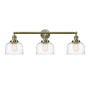 Innovations Lighting Bell 3 Light 32" Wide Vanity Light Antique Brass / Clear Deco Swirl