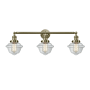 Innovations Lighting Small Oxford 3 Light 34" Wide Bathroom Vanity Light with Multiple Shade Options Antique Brass / Clear