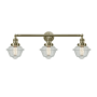 Innovations Lighting Small Oxford 3 Light 34" Wide Bathroom Vanity Light with Multiple Shade Options Antique Brass / Seedy