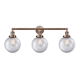 Innovations Lighting Beacon 3 Light 32" Wide Vanity Light Antique Copper / Clear