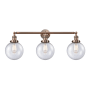 Innovations Lighting Beacon 3 Light 32" Wide Vanity Light Antique Copper / Seedy