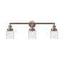 Innovations Lighting Bell 3 Light 30" Wide Vanity Light Antique Copper / Deco Swirl