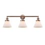 Innovations Lighting Cone 3 Light 32" Wide Commercial Vanity Light Antique Copper / Matte White Cased