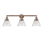 Innovations Lighting Cone 3 Light 32" Wide Commercial Vanity Light Antique Copper / Clear