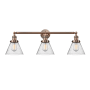 Innovations Lighting Cone 3 Light 32" Wide Commercial Vanity Light Antique Copper / Seedy