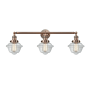 Innovations Lighting Small Oxford 3 Light 34" Wide Bathroom Vanity Light with Multiple Shade Options Antique Copper / Clear