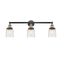 Innovations Lighting Bell 3 Light 30" Wide Vanity Light Black Antique Brass / Deco Swirl