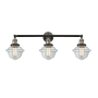 Innovations Lighting Small Oxford 3 Light 34" Wide Bathroom Vanity Light with Multiple Shade Options Black Antique Brass / Clear